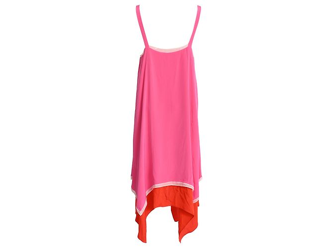 Vestido midi sem mangas com decote em V em seda rosa de Diane Von Furstenberg - vista 3