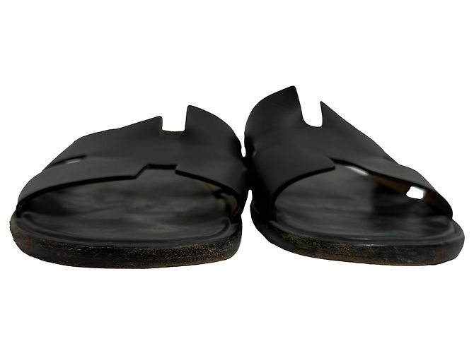 Sandali piatti Hermès Izmir in pelle di vitello nera Nero - vista 2