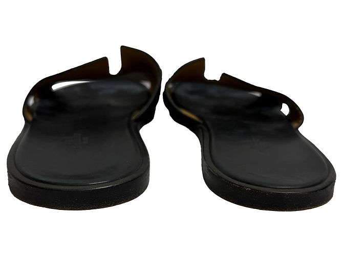 Sandali piatti Hermès Izmir in pelle di vitello nera Nero - vista 3
