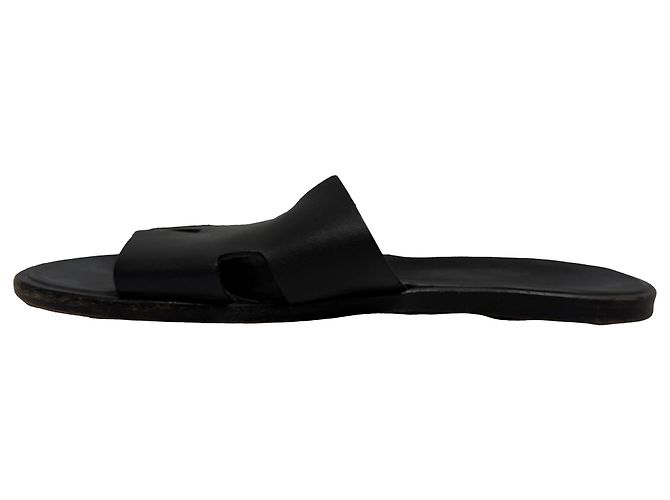 Sandali piatti Hermès Izmir in pelle di vitello nera Nero - vista 4