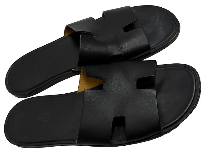 Sandali piatti Hermès Izmir in pelle di vitello nera Nero - vista 5