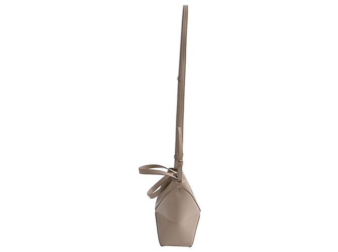 Borsa pieghevole Mini Puzzle Loewe in pelle di vitello beige - vista 3
