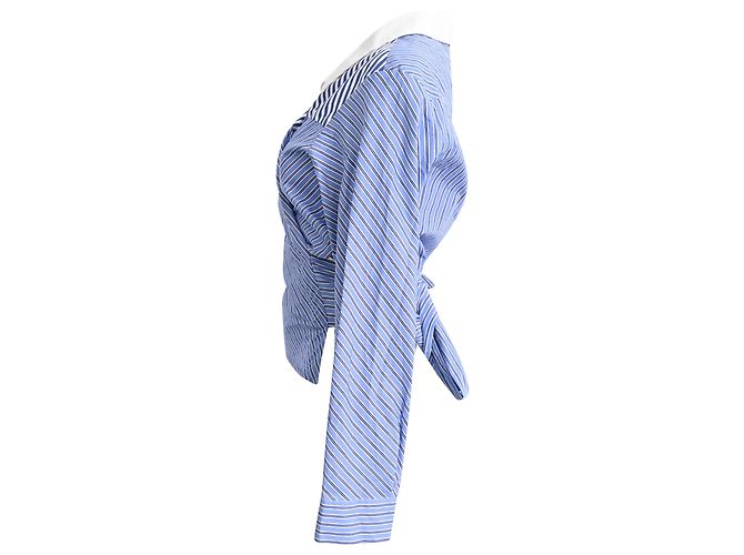 Camisa Asimétrica Rayada Maje Lim en Algodón Azul - vista 2