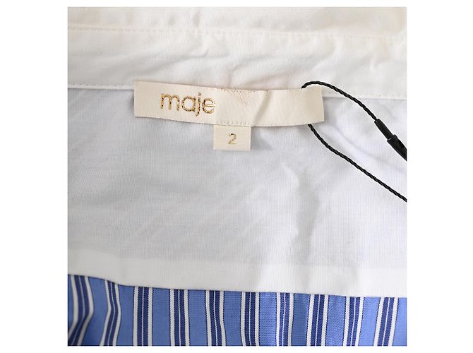 Camisa Asimétrica Rayada Maje Lim en Algodón Azul - vista 4
