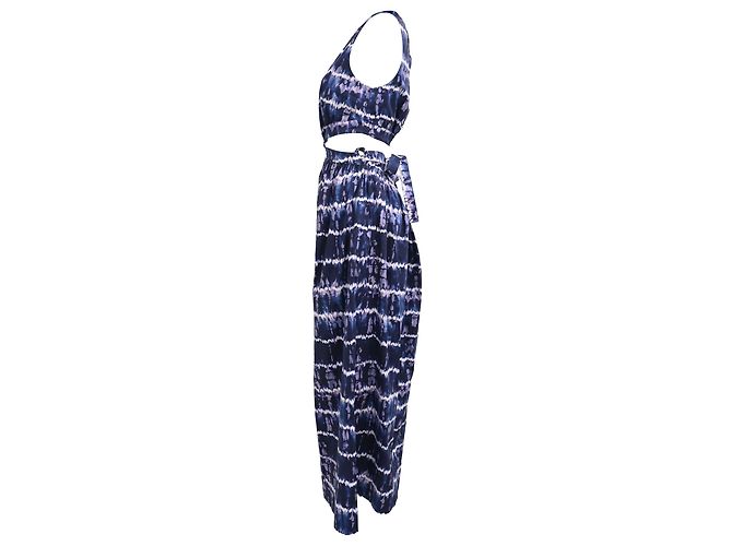 Vestido midi recortado en algodón azul marino con estampado Shibori de Altuzarra - vista 2