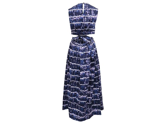 Vestido midi recortado en algodón azul marino con estampado Shibori de Altuzarra - vista 3