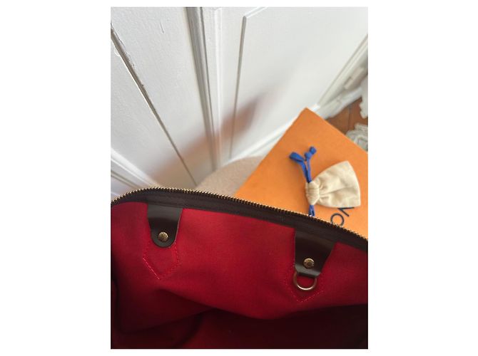 Louis Vuitton Borsa Speedy 35 Damier Ébène Marrone - vista 12
