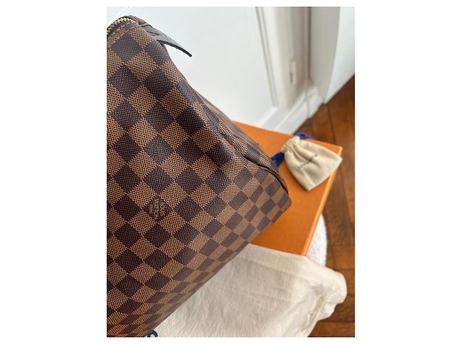 Louis Vuitton Borsa Speedy 35 Damier Ébène Marrone - vista 4