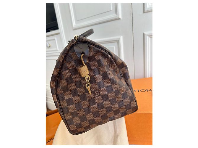 Louis Vuitton Borsa Speedy 35 Damier Ébène Marrone - vista 7