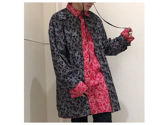 Autre Marque Camisa de algodón en capas Paisley Danke Schon Negro Roja - vista 3