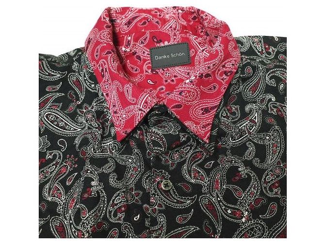 Autre Marque Camisa de algodón en capas Paisley Danke Schon Negro Roja - vista 5