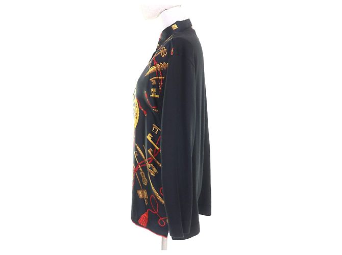 Hermès LES CLES LAS LLAVES Camisa Polo de Seda Negro - vista 2