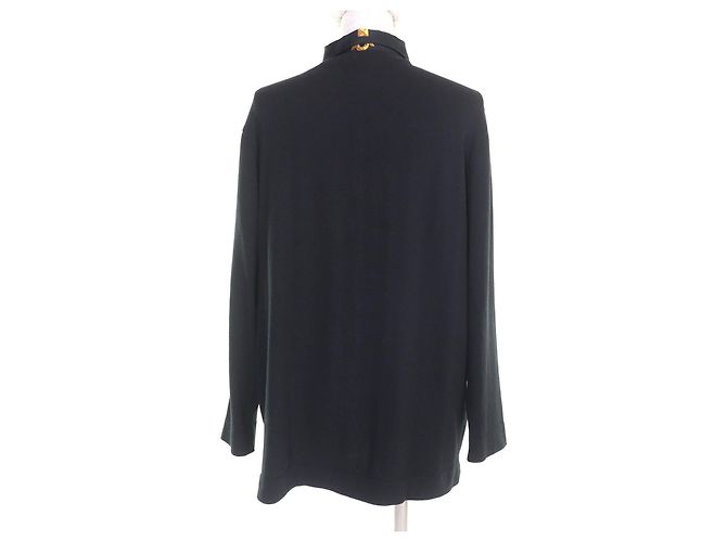 Hermès LES CLES LAS LLAVES Camisa Polo de Seda Negro - vista 3