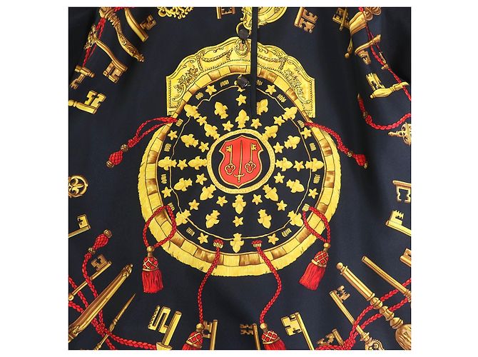 Hermès LES CLES LAS LLAVES Camisa Polo de Seda Negro - vista 5