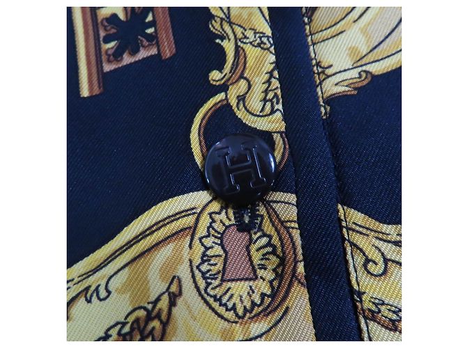 Hermès LES CLES LAS LLAVES Camisa Polo de Seda Negro - vista 6