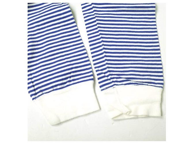 Autre Marque Camiseta de manga larga de algodón con borde UNUSED Blanco Azul - vista 6