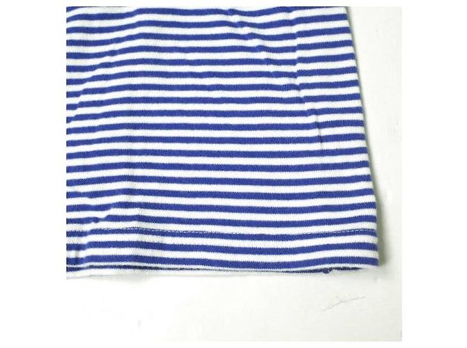Autre Marque Camiseta de manga larga de algodón con borde UNUSED Blanco Azul - vista 7