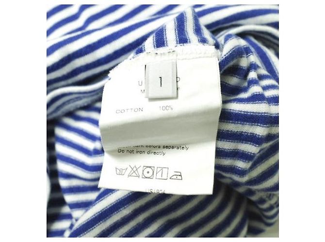 Autre Marque Camiseta de manga larga de algodón con borde UNUSED Blanco Azul - vista 8