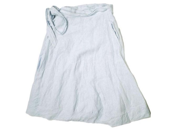 Falda de lino a rayas Polo Ralph Lauren Blanco Azul - vista 2