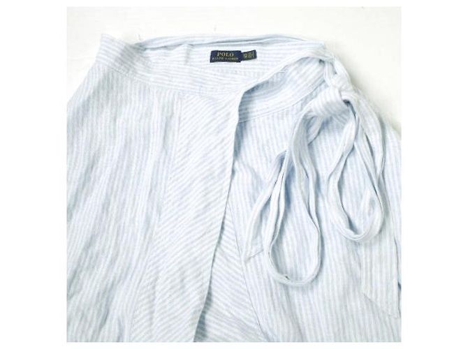 Falda de lino a rayas Polo Ralph Lauren Blanco Azul - vista 4