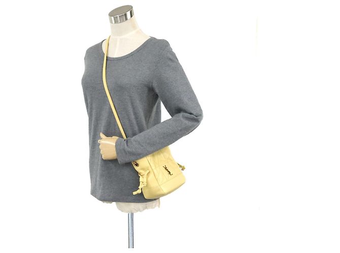 Borsa a spalla in pelle Jamie Mini di Saint Laurent Crudo Giallo - vista 16