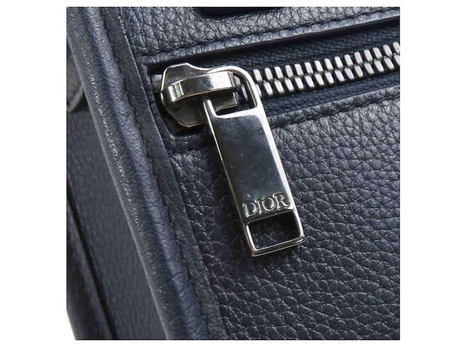 Borsa a spalla in pelle blu navy Christian Dior - vista 10