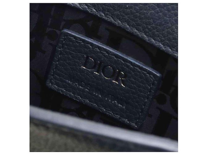 Borsa a spalla in pelle blu navy Christian Dior - vista 13