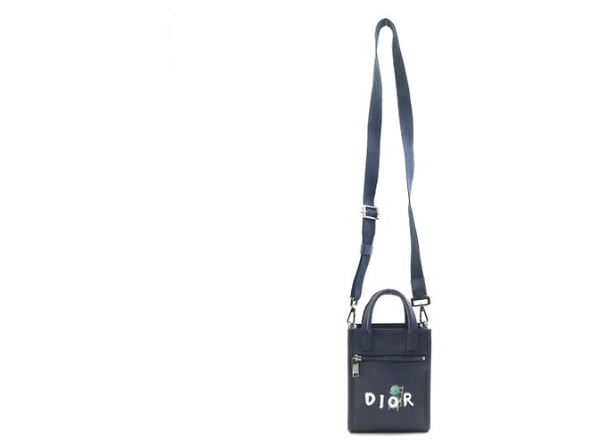 Borsa a spalla in pelle blu navy Christian Dior - vista 15