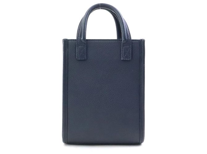 Borsa a spalla in pelle blu navy Christian Dior - vista 3
