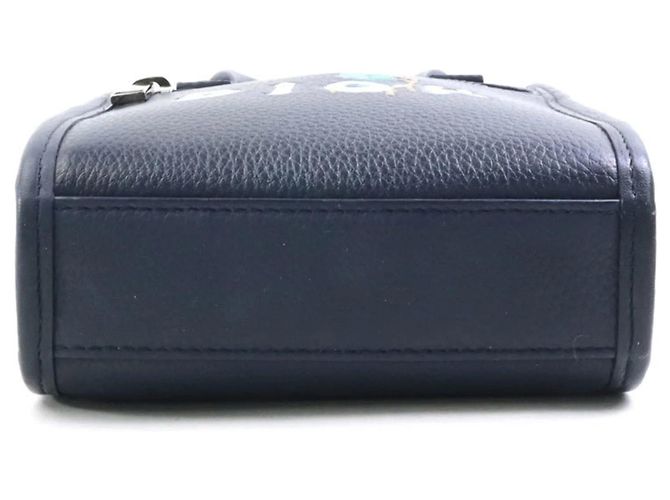 Borsa a spalla in pelle blu navy Christian Dior - vista 4