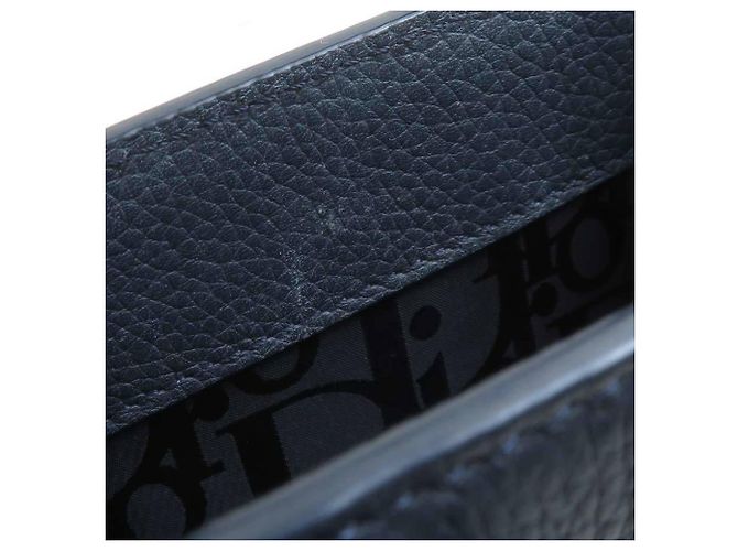 Borsa a spalla in pelle blu navy Christian Dior - vista 7