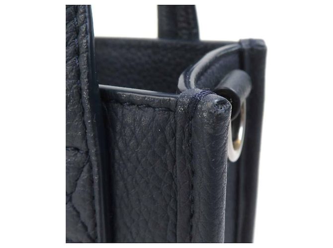Borsa a spalla in pelle blu navy Christian Dior - vista 8