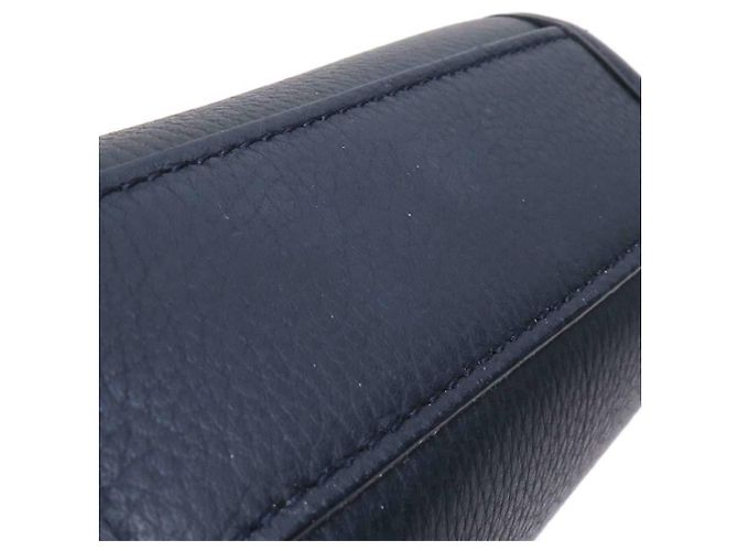 Borsa a spalla in pelle blu navy Christian Dior - vista 9