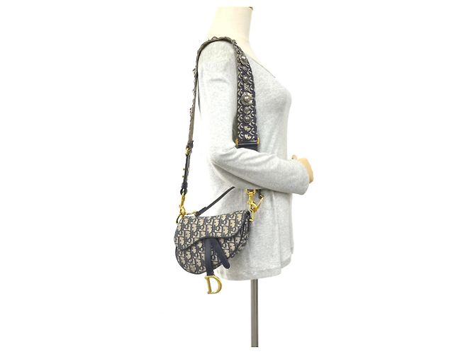 Sattel Tasche aus Marine Canvas und Leder von Christian Dior Marineblau - Ansicht 17