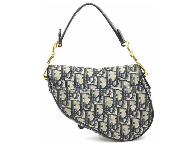 Sattel Tasche aus Marine Canvas und Leder von Christian Dior Marineblau - Ansicht 3