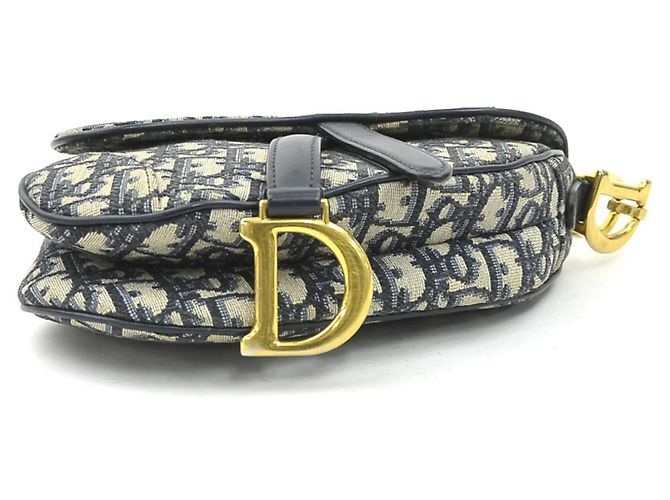 Sattel Tasche aus Marine Canvas und Leder von Christian Dior Marineblau - Ansicht 4