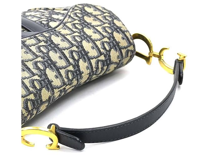 Sattel Tasche aus Marine Canvas und Leder von Christian Dior Marineblau - Ansicht 8