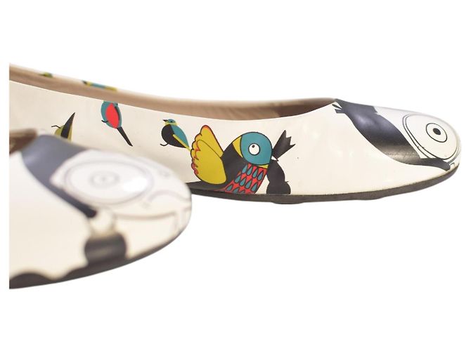 Bailarinas de cuero blanco con estampado de pájaro Marc by Marc Jacobs para mujeres EU 36 US 6 Multicolor - vista 10