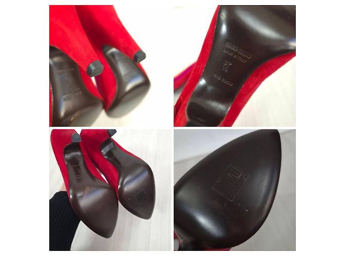 Miu Miu High Heels aus Wildleder Rot Dunkelviolett - Ansicht 11