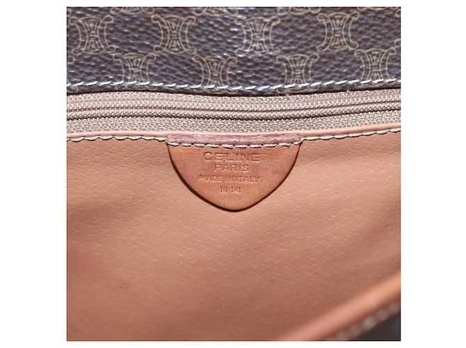 Céline Celine Vintage Macadam Canvas and Leather Marrone - vista 6