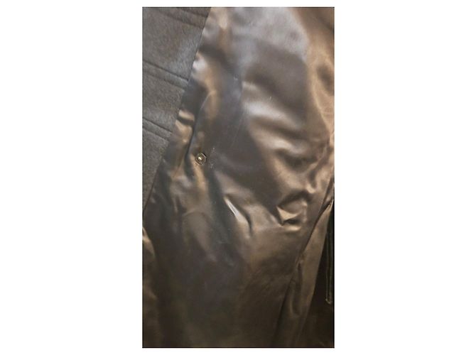 Autre Marque Abrigo de lana gris oscuro con cuello de piel Castaño Gris antracita - vista 5