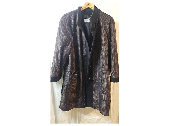 Autre Marque Cappotto da uomo con stampa leopardata Marrone Nero - vista 2