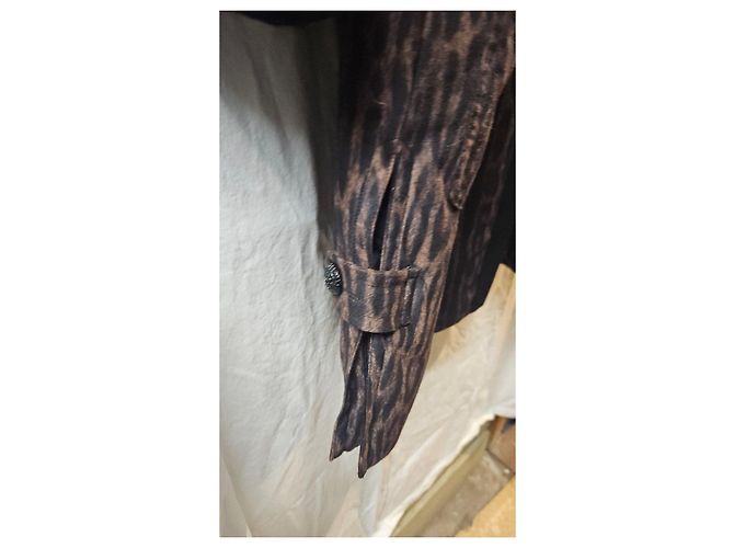 Autre Marque Cappotto da uomo con stampa leopardata Marrone Nero - vista 5