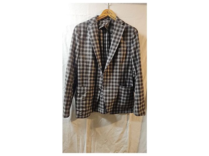 Autre Marque PAOLONI Blazer a quadri da uomo Marrone Grigio - vista 2