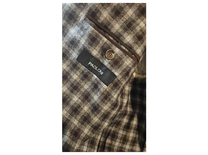 Autre Marque PAOLONI Blazer a quadri da uomo Marrone Grigio - vista 5
