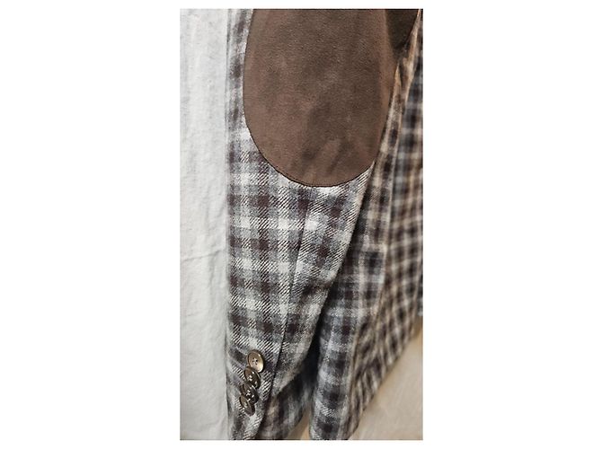 Autre Marque PAOLONI Blazer a quadri da uomo Marrone Grigio - vista 8