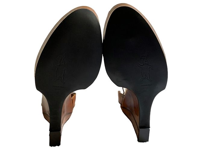 Wedge in pelle marrone Marni - vista 7