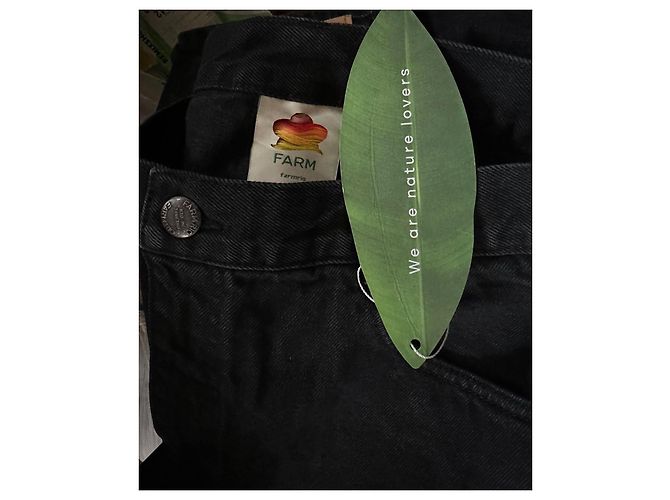 Falda midi de denim negro Richelieu con abertura frontal Farm Rio - vista 8