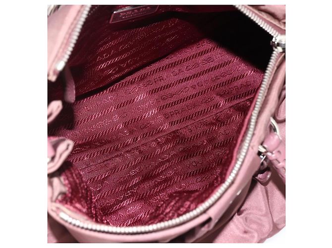 PRADA Borsa a Mano Nylon 2 vie Bordeaux Argento Auth BSZ102A Bordò - vista 11