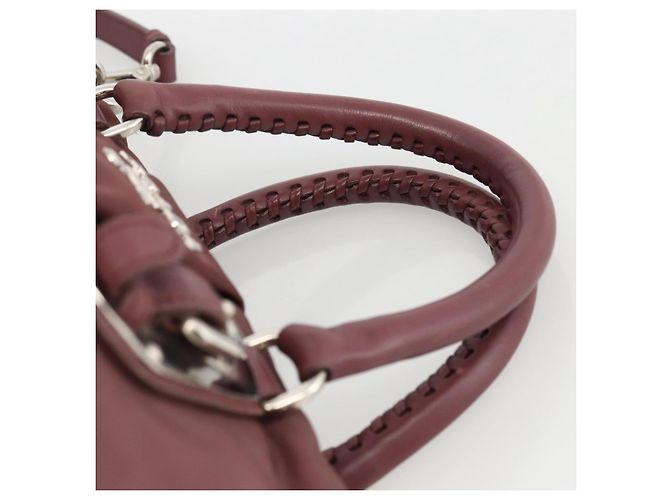 PRADA Borsa a Mano Nylon 2 vie Bordeaux Argento Auth BSZ102A Bordò - vista 14